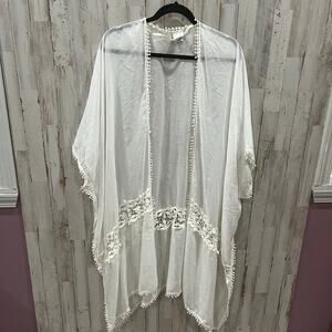 Sonoma White Sheer Lightweight Lace Boho Kimono Bridal Honeymoon Girly One Size